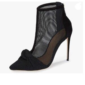 FSJ Black High Heel Ankle Boots Rivets Closed Pointed Toe Stilettos Shoes